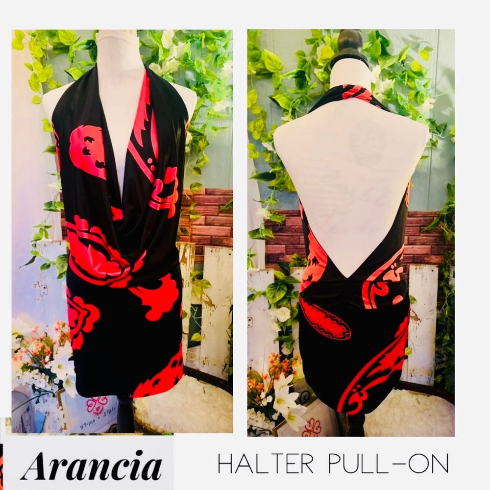 NWOT Arancia Sexy Tropical Halter backless dress